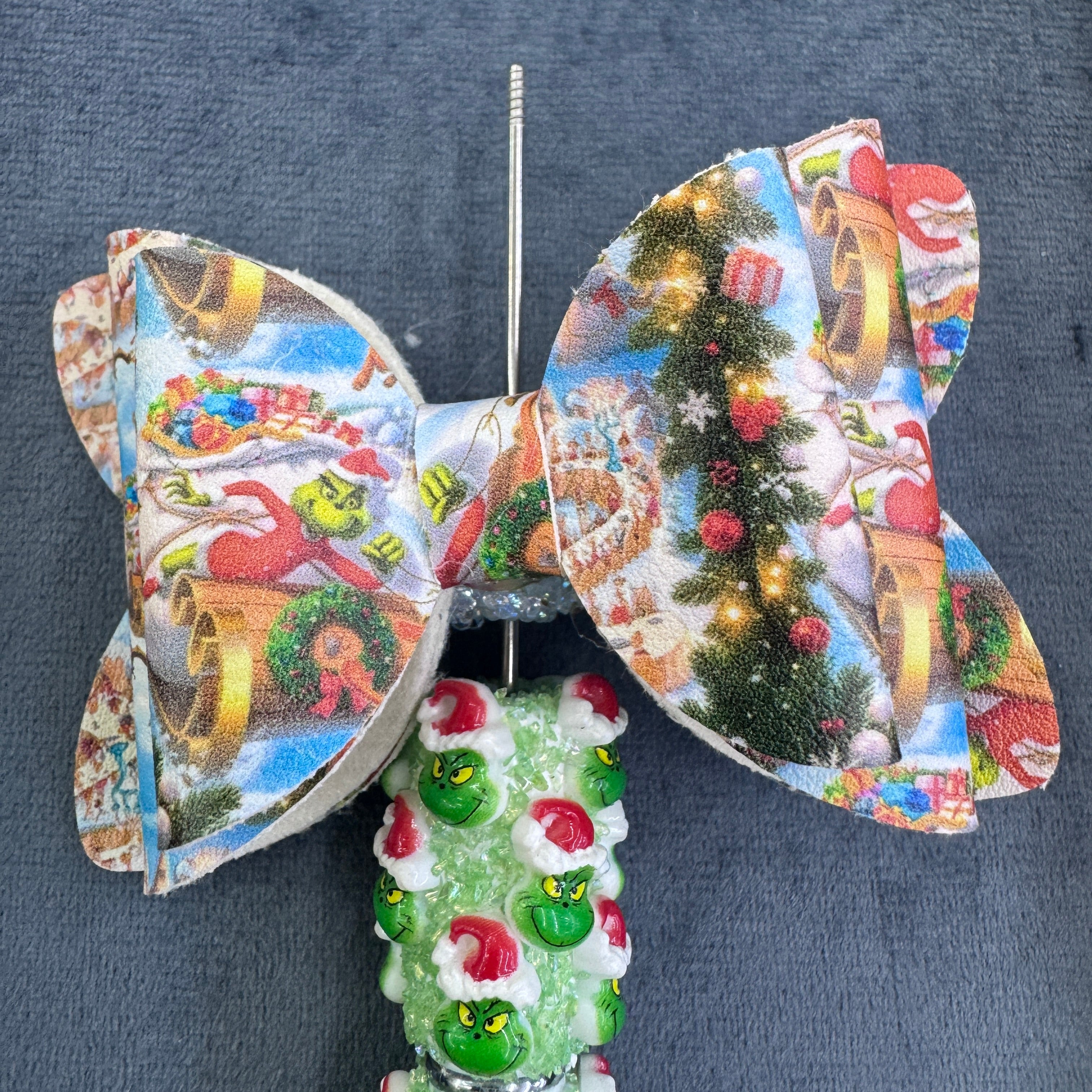 FS20238-Christmas PU Bow Sugar Beads