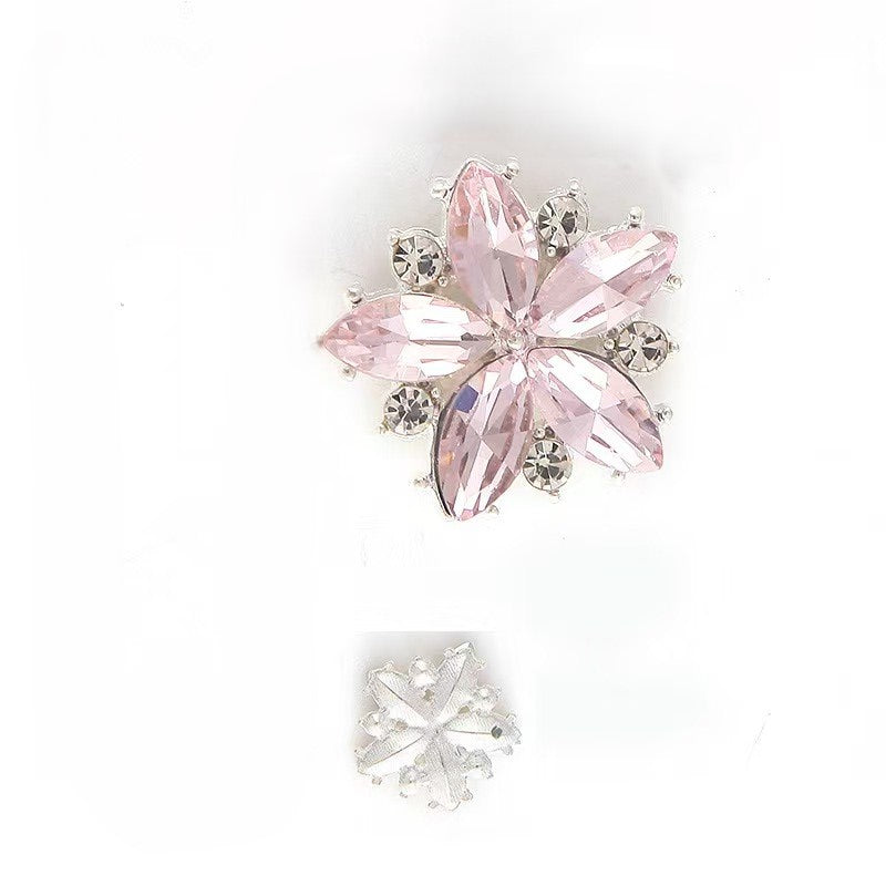 FS3629- 21mm Five-petaled Flower Metal Charms, Five-petaled Honeysuckle Eye Diamond Alloy Patches
