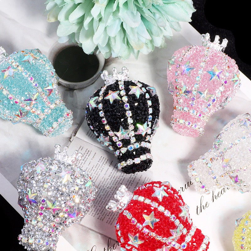 Silver Metal Beads Crown Hot Air Acrylic Balloon with AB Full‑Rhinestones