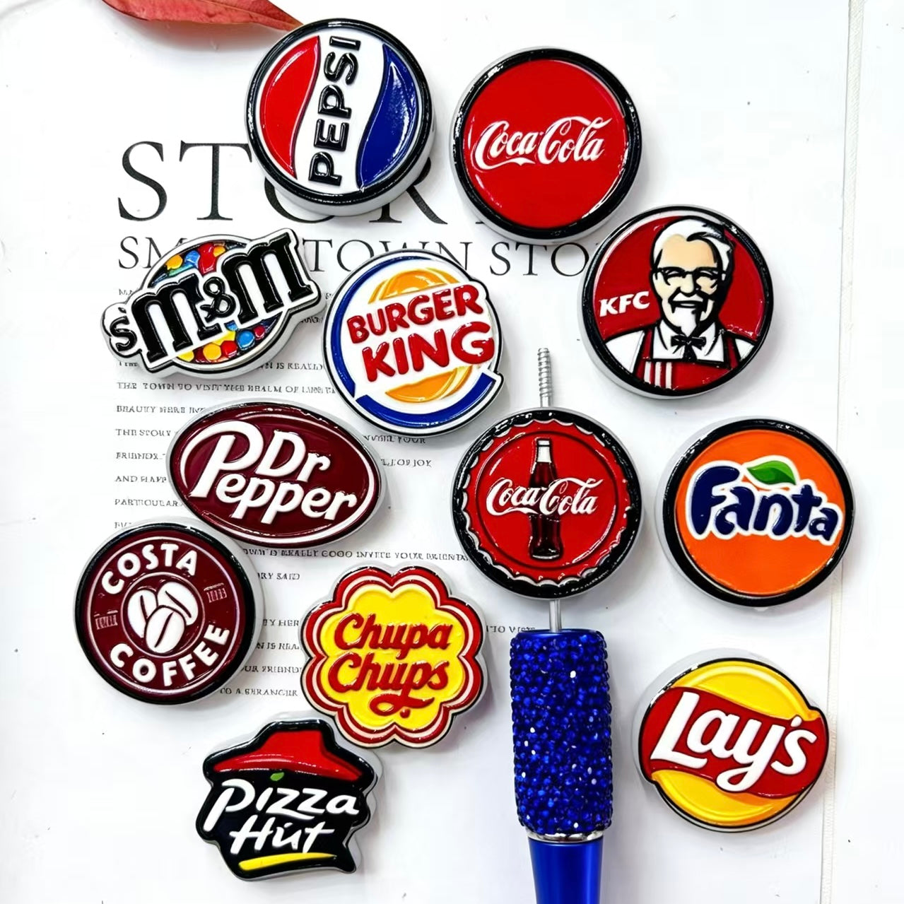 Acrylic Focal Beads Famous FMCG  Theme, For Pen Toppers,Random Mix