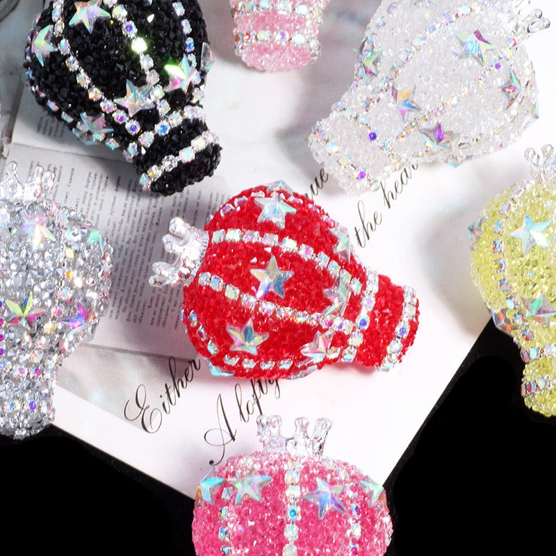 Silver Metal Beads Crown Hot Air Acrylic Balloon with AB Full‑Rhinestones