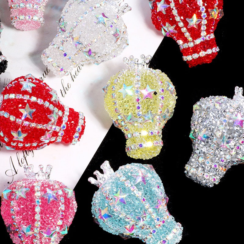 Silver Metal Beads Crown Hot Air Acrylic Balloon with AB Full‑Rhinestones