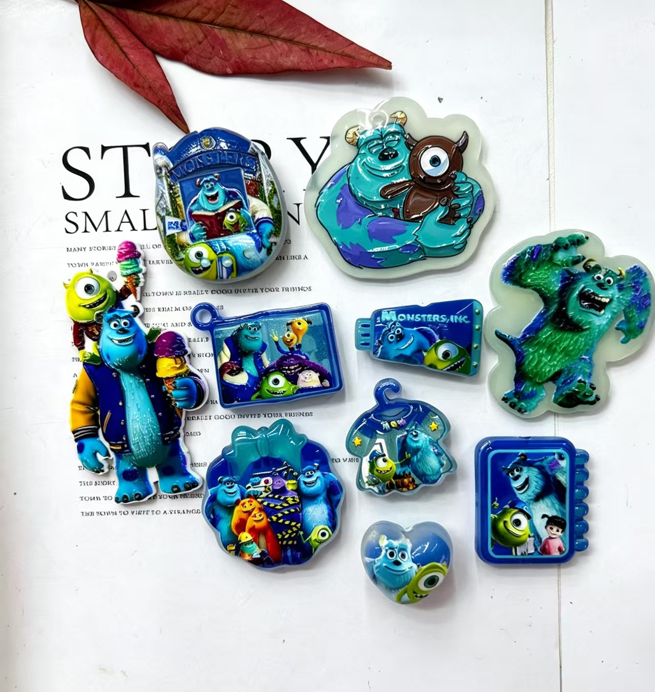 Acrylic Beads Pendants Monster Electric Power Company Character Series, Various Style, Random Mix