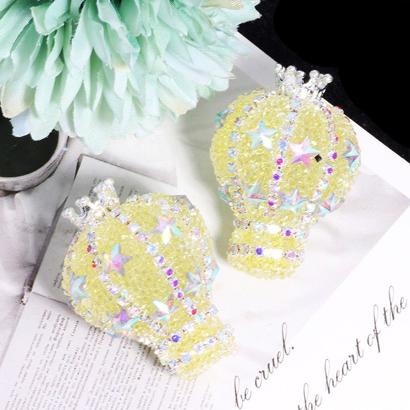 Silver Metal Beads Crown Hot Air Acrylic Balloon with AB Full‑Rhinestones