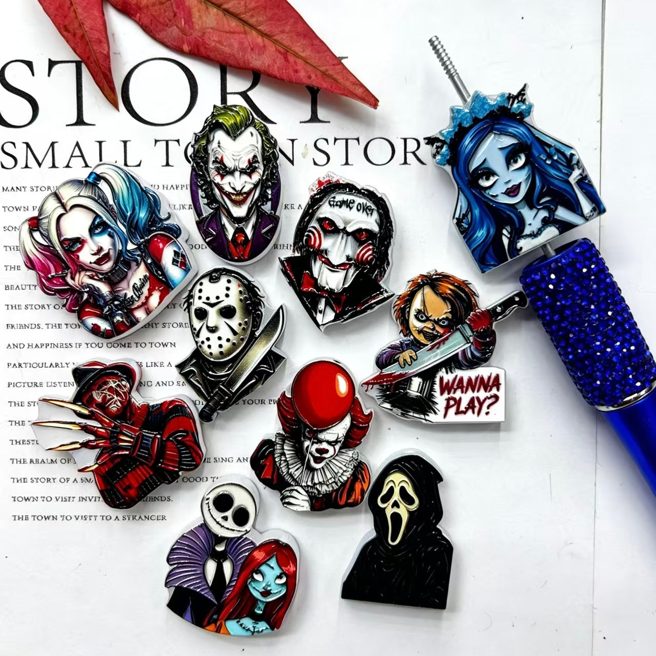 Halloween Horror Character Series Acrylic Focal Beads ,Random Mix