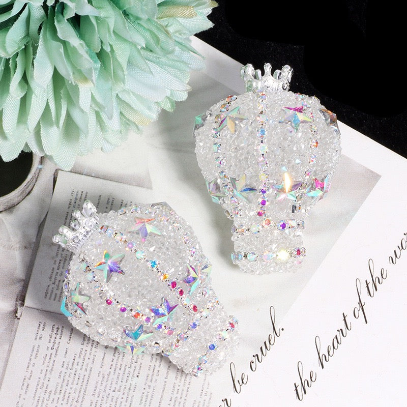 Silver Metal Beads Crown Hot Air Acrylic Balloon with AB Full‑Rhinestones