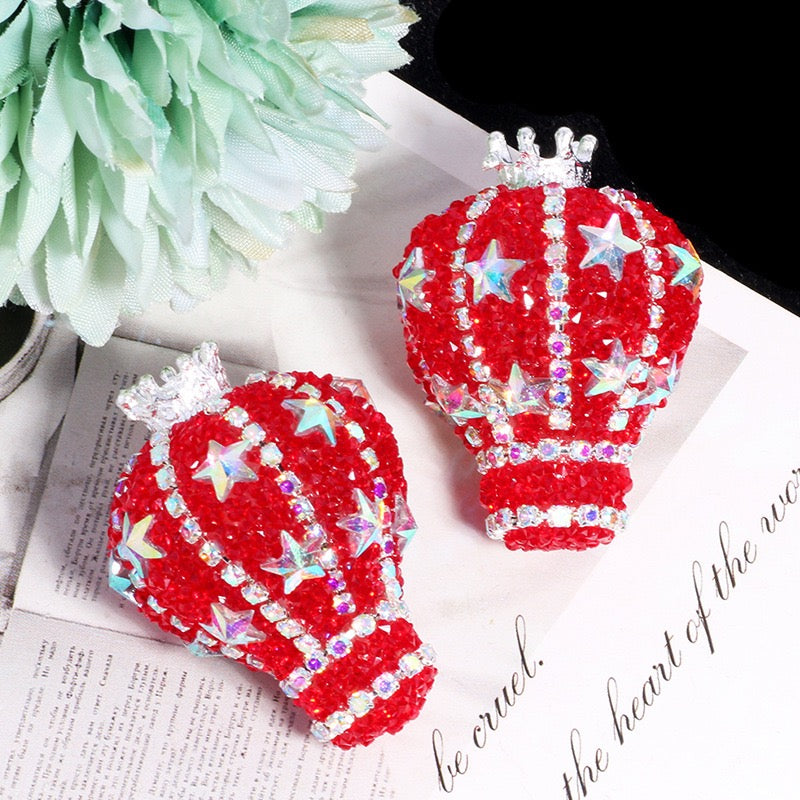 Silver Metal Beads Crown Hot Air Acrylic Balloon with AB Full‑Rhinestones