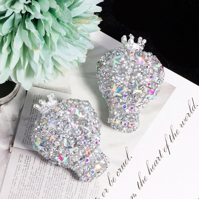 Silver Metal Beads Crown Hot Air Acrylic Balloon with AB Full‑Rhinestones