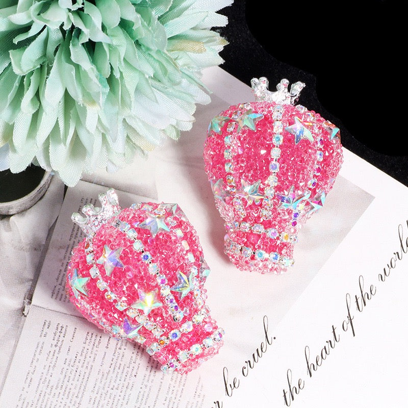 Silver Metal Beads Crown Hot Air Acrylic Balloon with AB Full‑Rhinestones