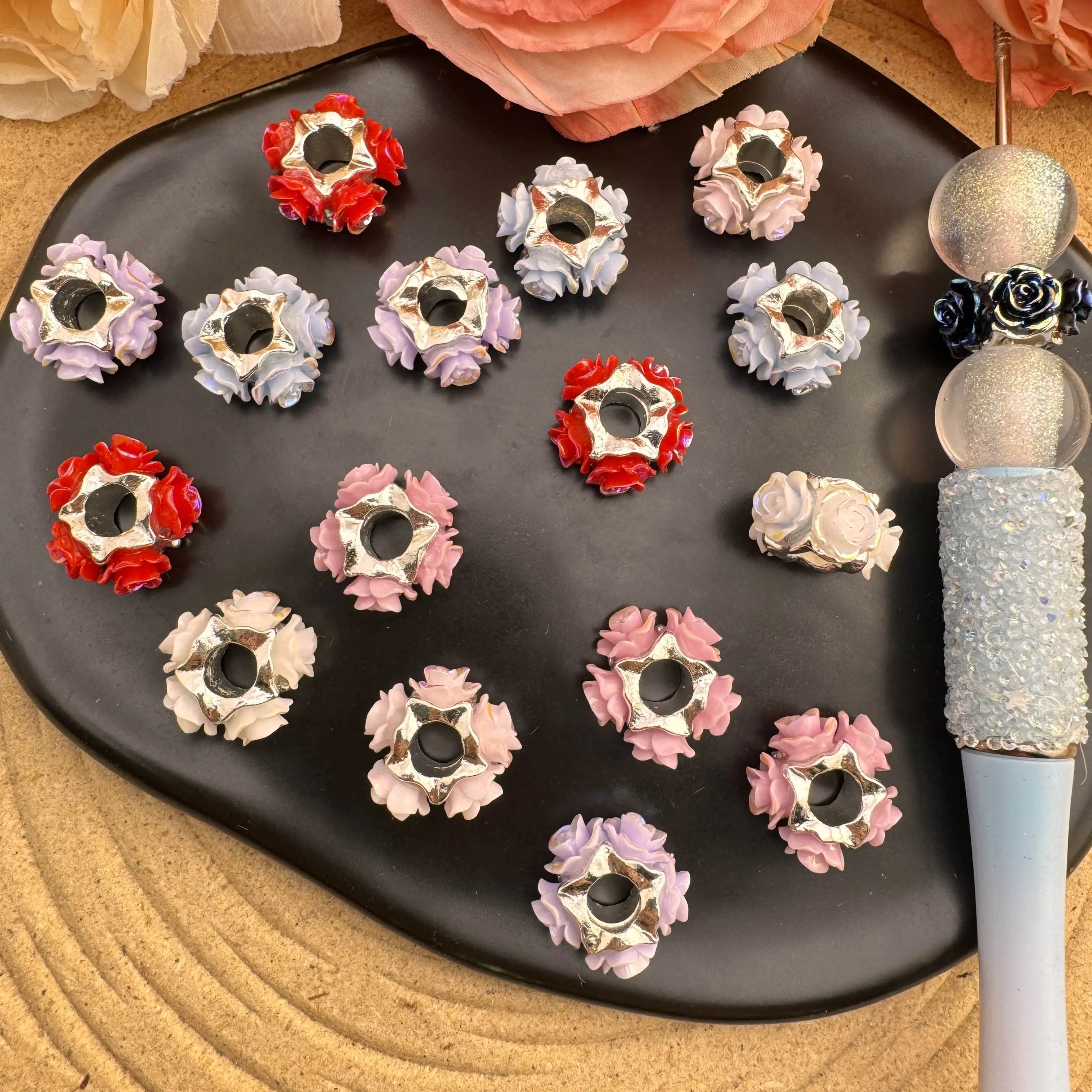 15mm Hard Flower Metal Spacer Bead Zoe DIY Wholesale