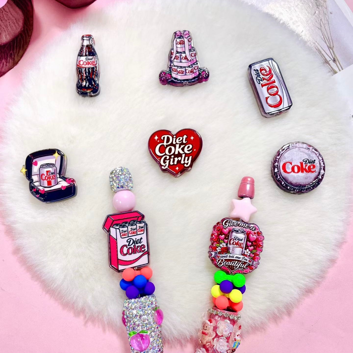 Acrylic Focal Beads Canned and Bottled Soda Carbonated Soft Drink For Pen Toppers, Random Mix