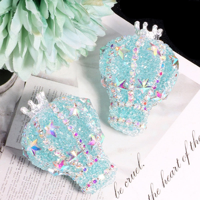 Silver Metal Beads Crown Hot Air Acrylic Balloon with AB Full‑Rhinestones