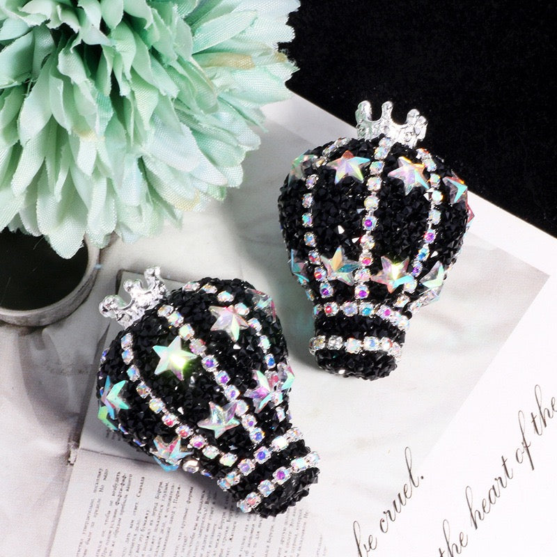 Silver Metal Beads Crown Hot Air Acrylic Balloon with AB Full‑Rhinestones