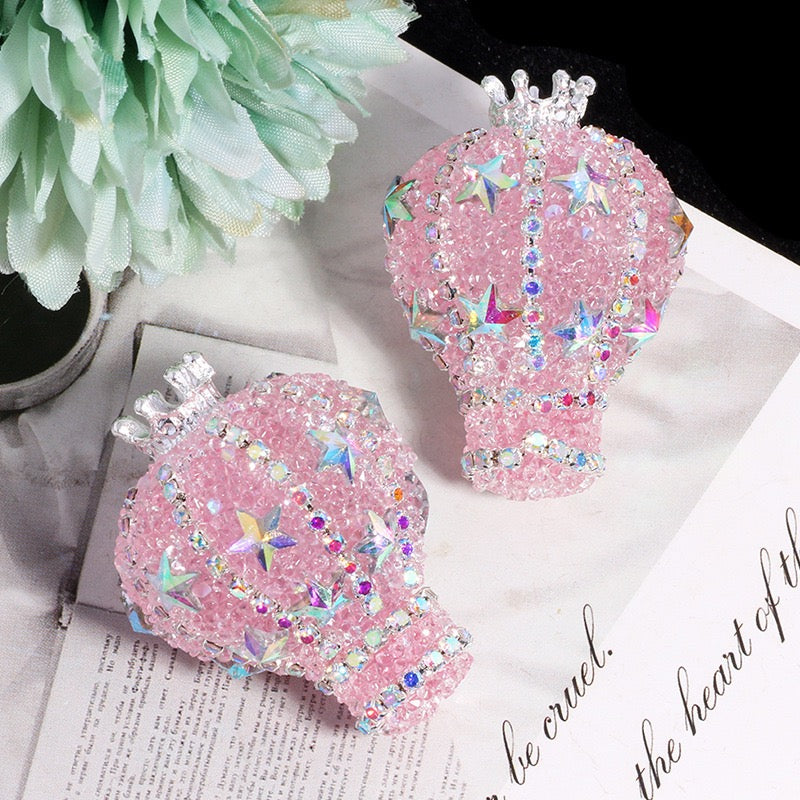 Silver Metal Beads Crown Hot Air Acrylic Balloon with AB Full‑Rhinestones