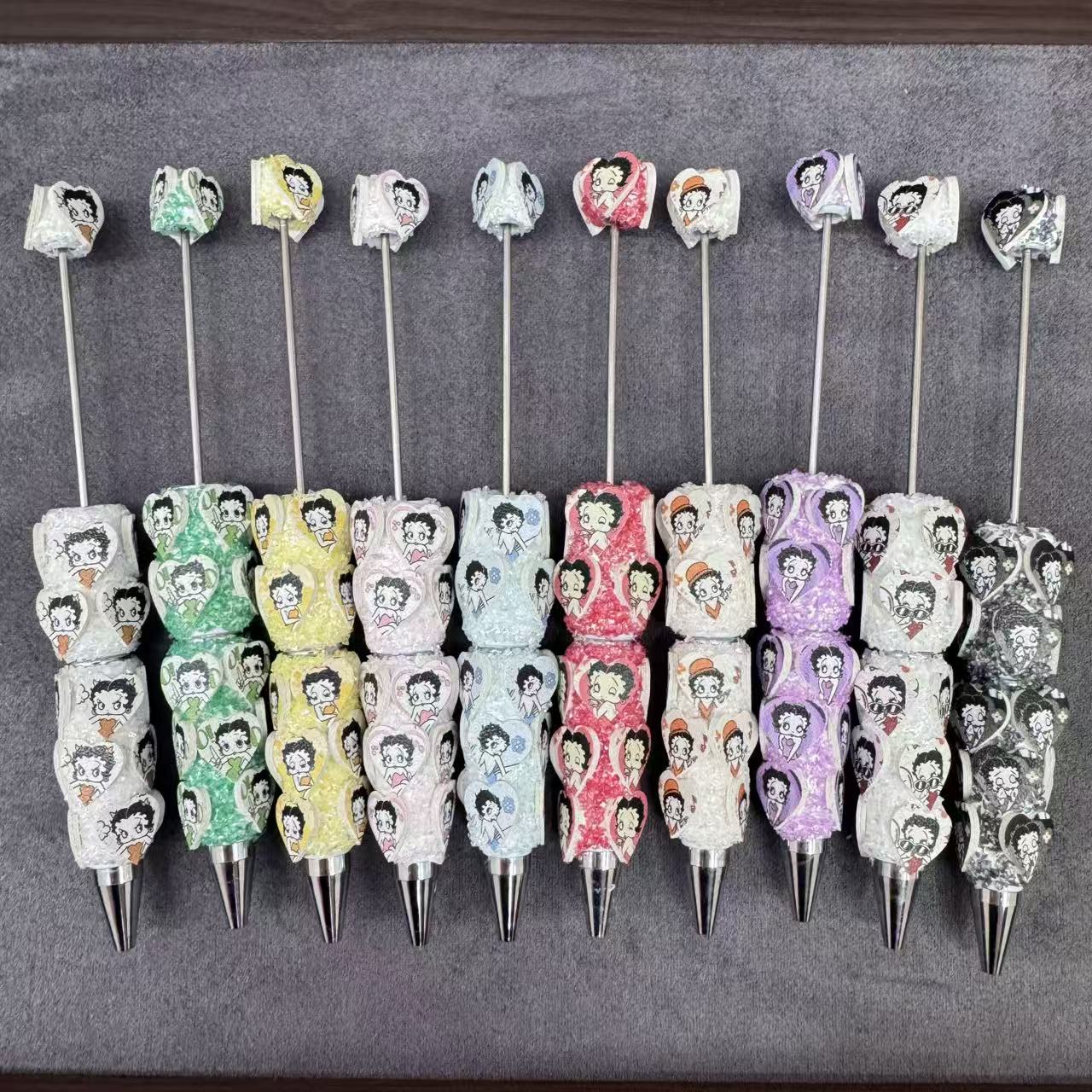 Betty Boop Face Print 3D Heart‑Shaped Sugar Clay Beadable Pens