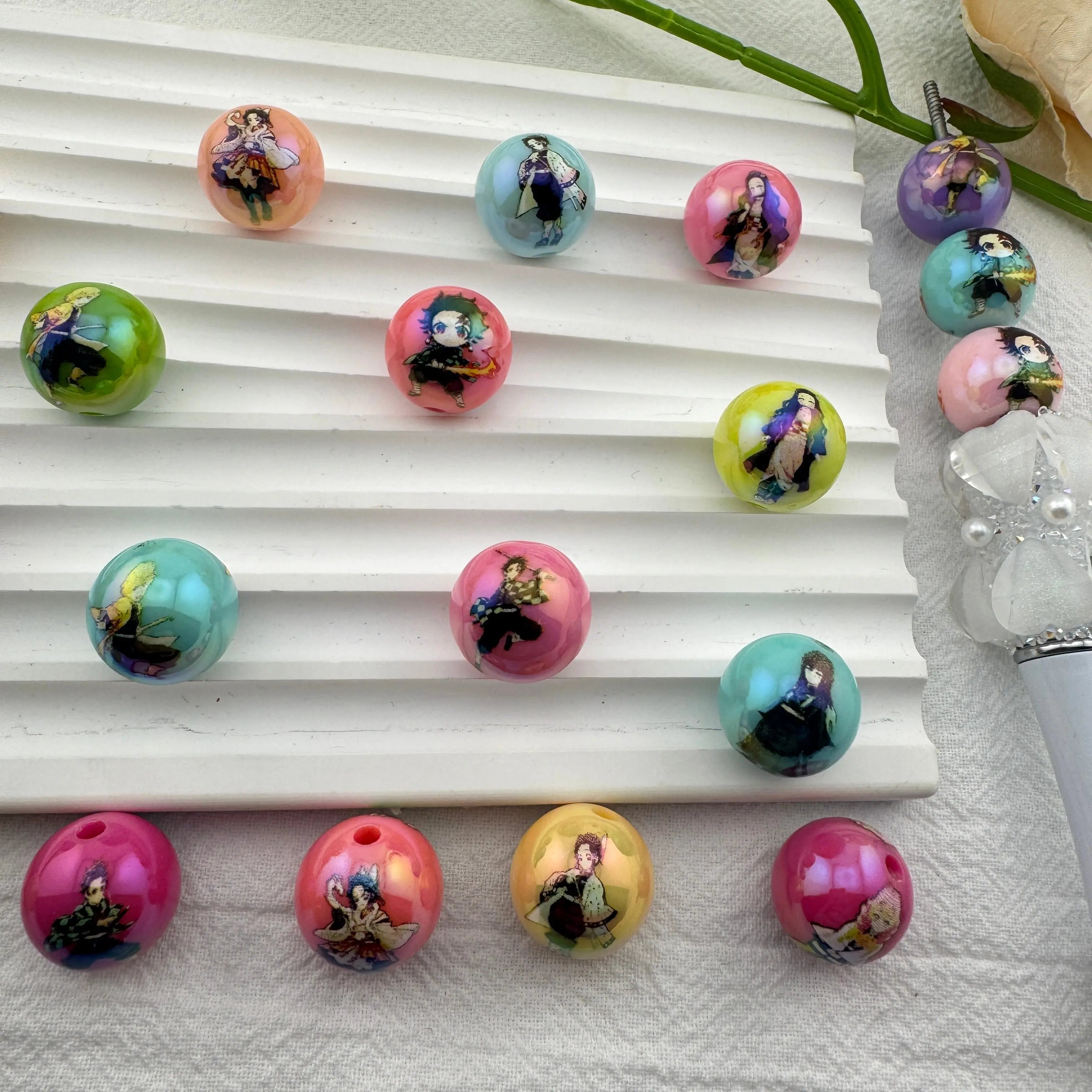 16mm Demon Slayer Printed Acrylic Beads ZoeDIY Shop