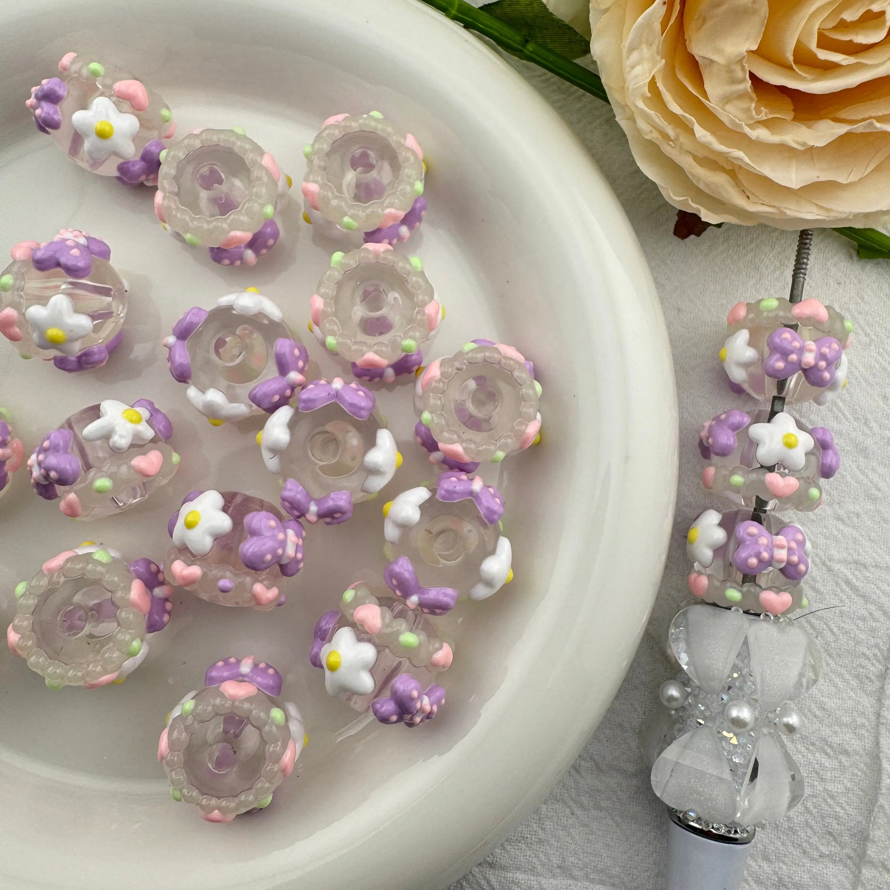 16mm Hand Painted Luminous Acrylic Beads ZoeDIY Shop