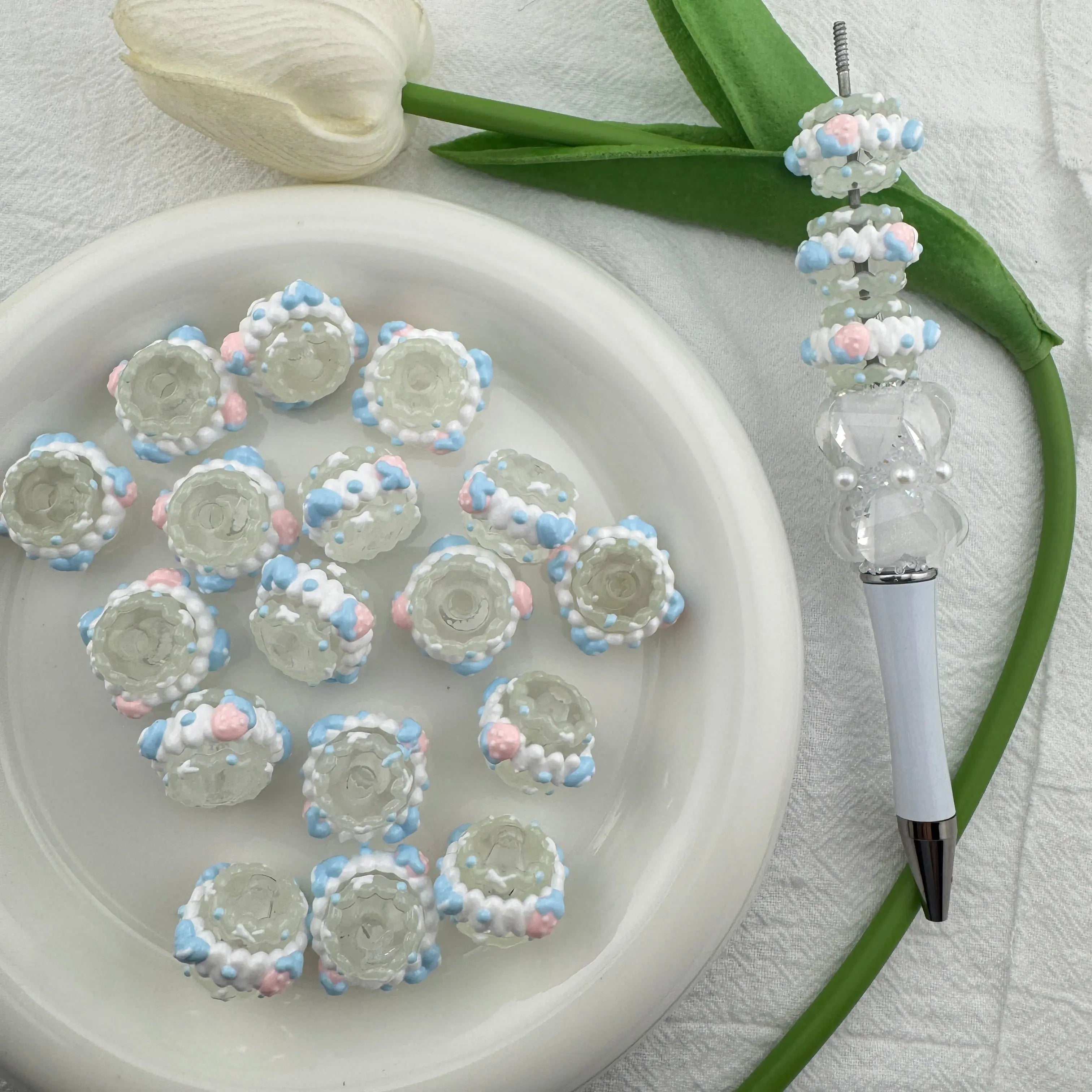 16mm Luminous Hand-Painted Beads For Keychain Beadable Pens Making ZoeDIY Shop