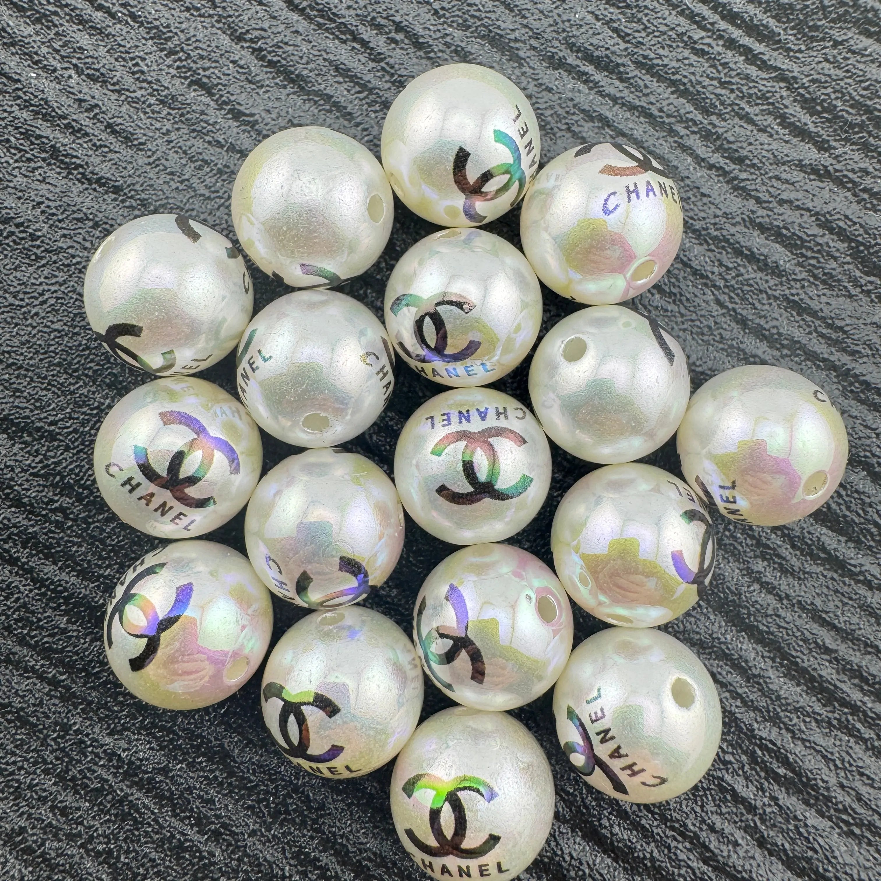 16mm Pearl Looking UV Coating Printed Acrylic Beads Zoe's DIY Shop