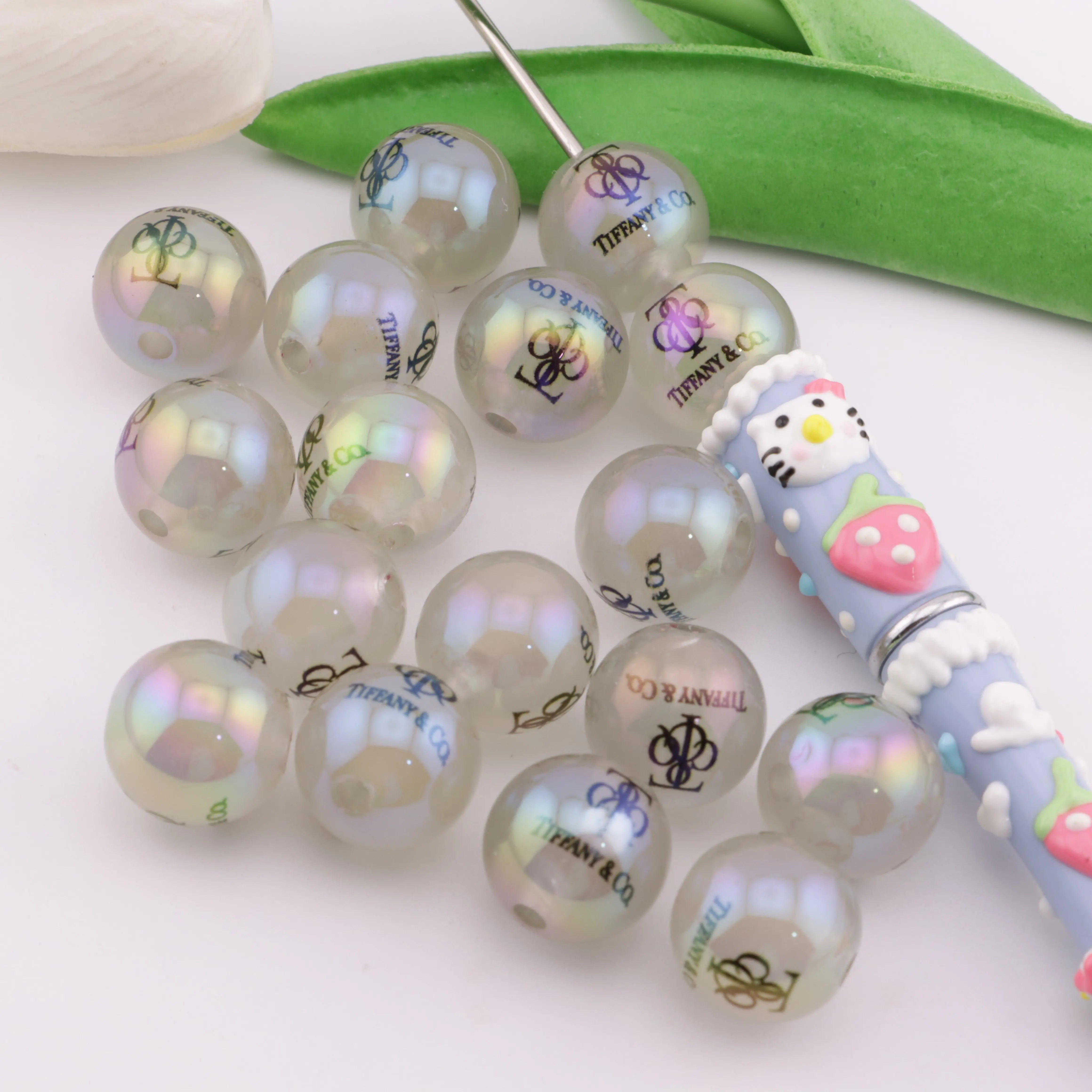 16mm Printed Glowing Acrylic Beads  Acrylic with Hole for Jewelry Making Supplies Zoe's DIY Shop