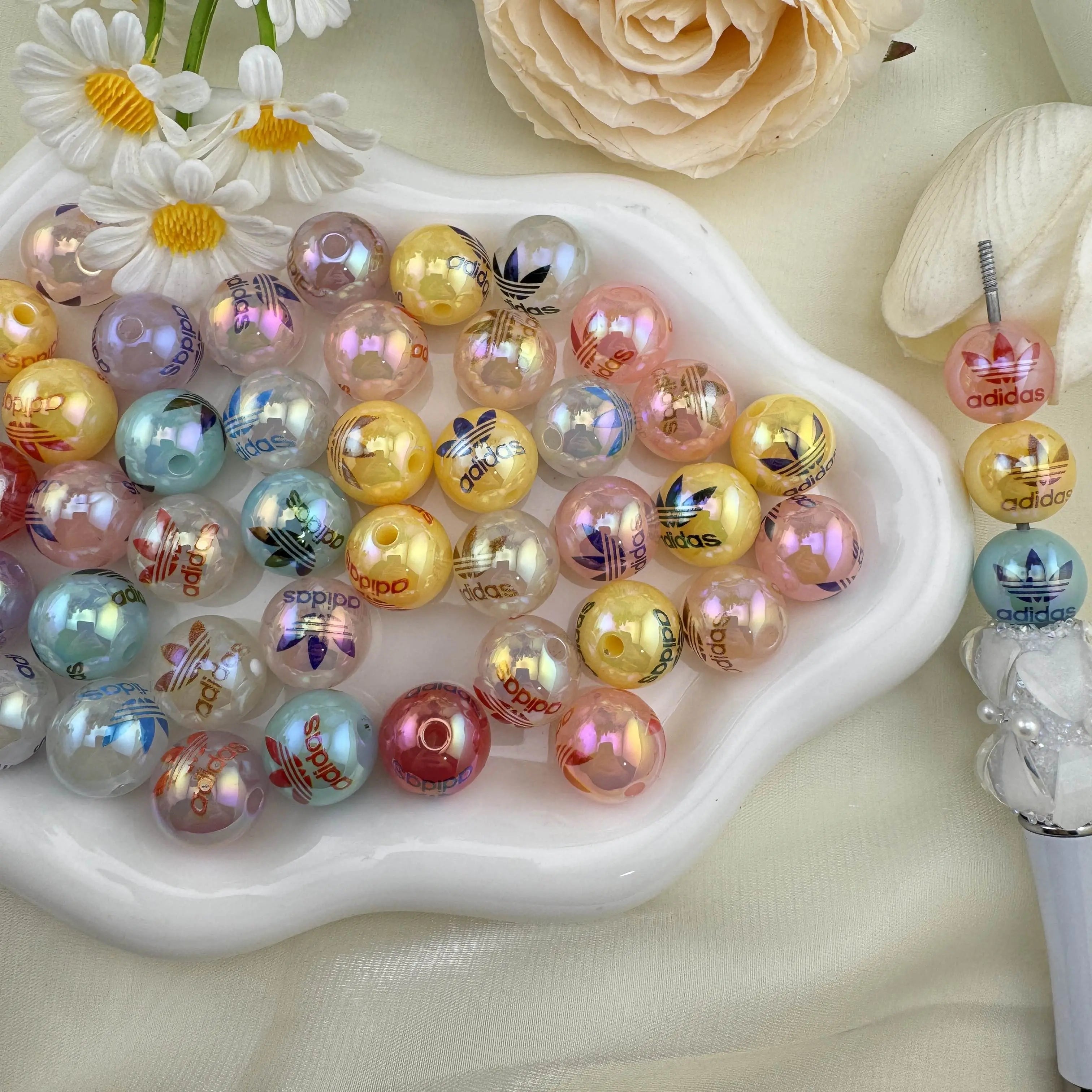 16mm Random Mixed Jelly Color Printed Acrylic Beads for DIY Jewellery Making Bracelets and Keyrings Zoe DIY Wholesale