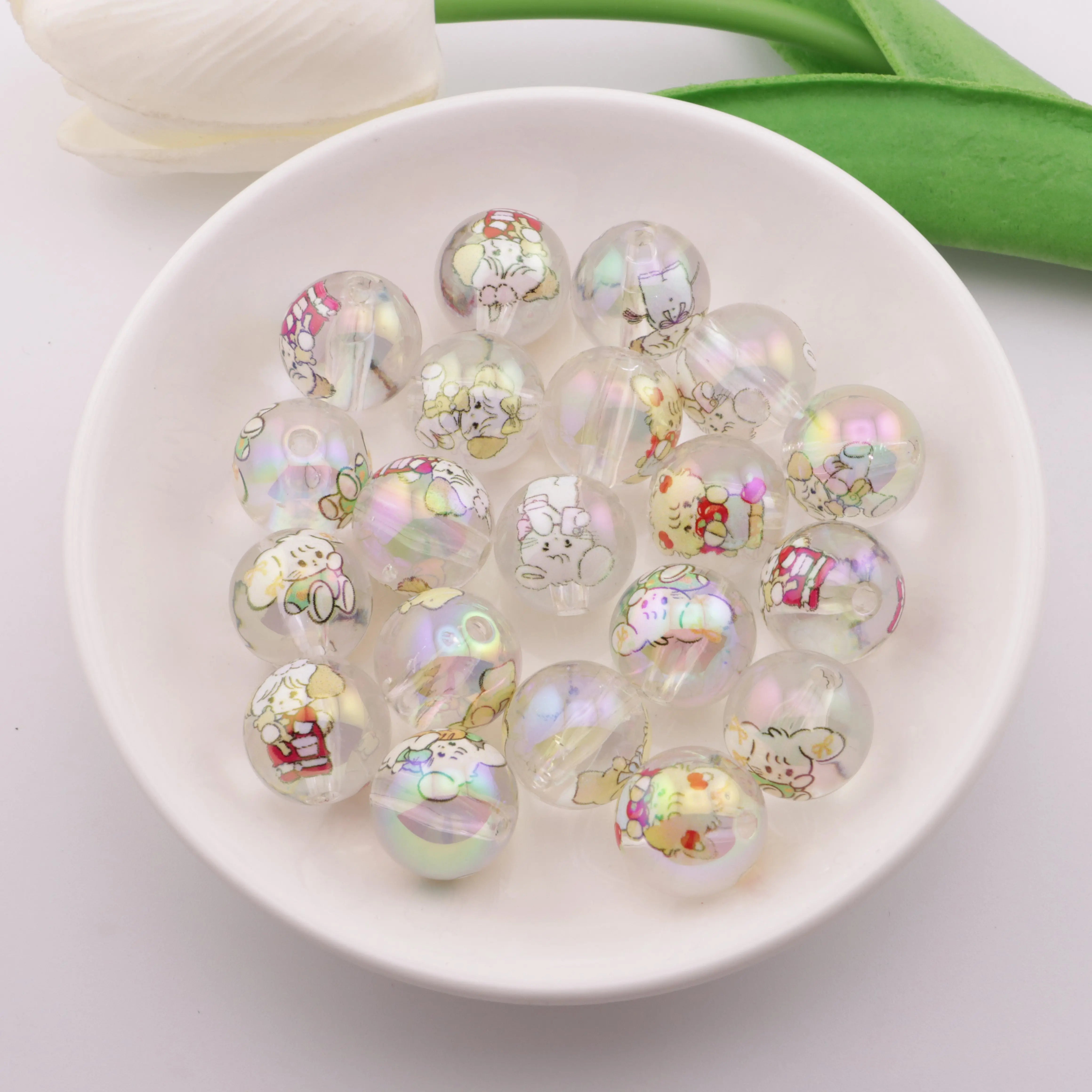 16mm Transparent Mikoo Printed Beads Zoe's DIY Shop