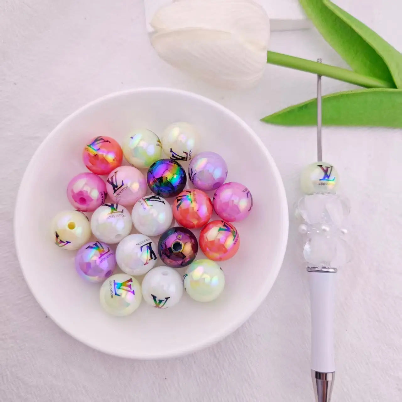 16mm UV Coating Jelly-Color Printed  Acrylic Beads  for Pens Loose Charms for Keychain Making Colorful Bead for Jewelry Bracelet Making DIY Projects Zoe's DIY Shop