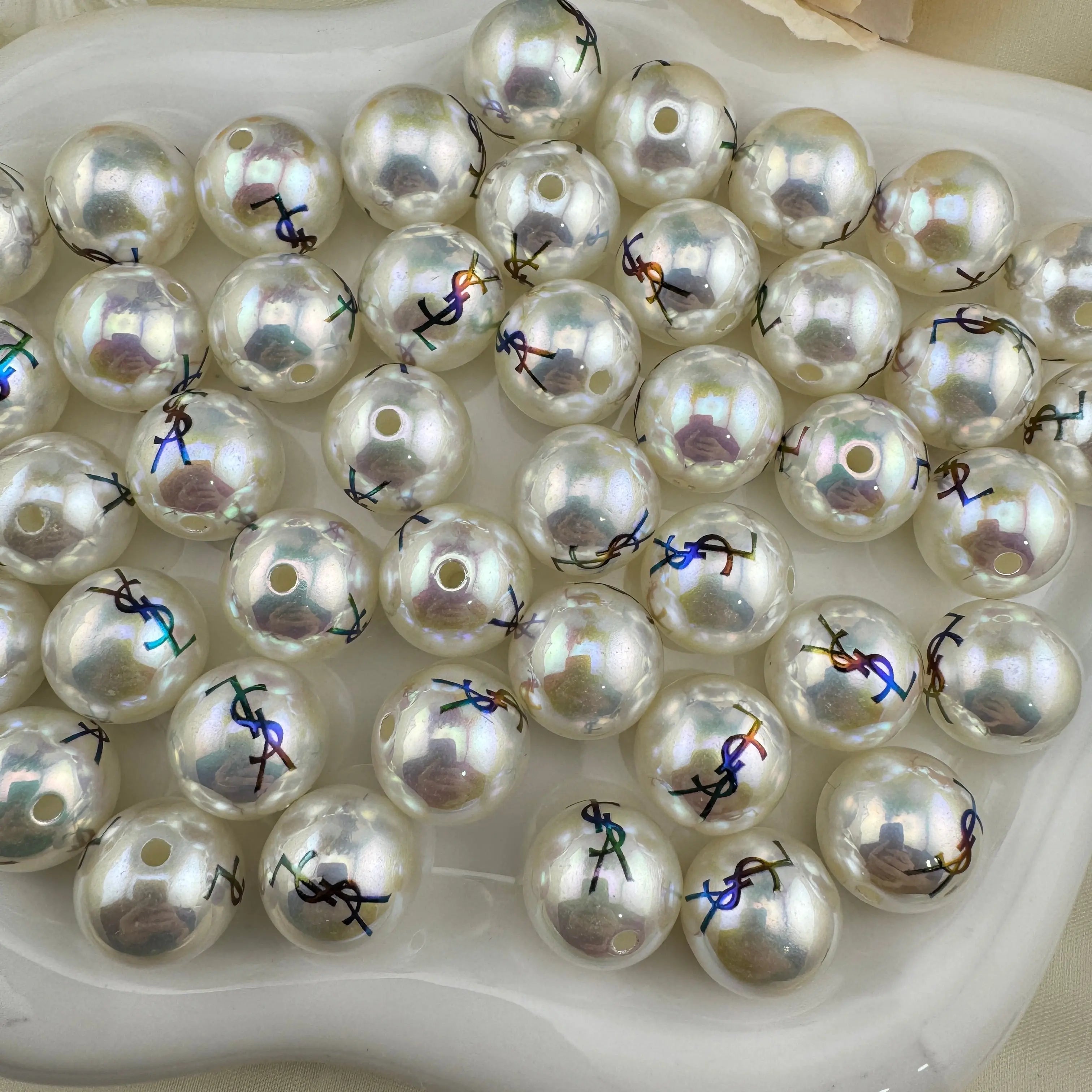 16mm UV Coating Pearl Looking Acrylic Beads  for DIY Jewelry Making Necklace Bracelet Earrings Keychain Making Zoe DIY Wholesale