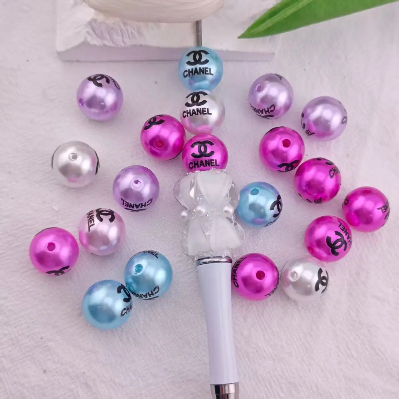 16MM Round Random Mixed Color Acrylic Faux Pearl Beads Imitated Pearl Loose Spacer Beads with Hole for Jewelry Making Supplies -Zoe DIY Wholesale