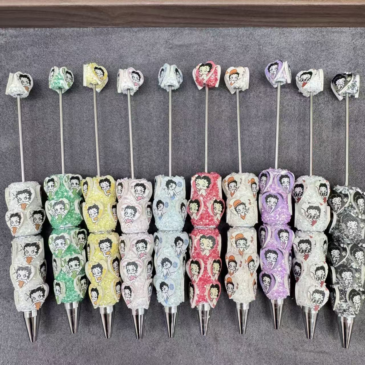 Betty Boop Face Print 3D Heart‑Shaped Sugar Clay Beadable Pens
