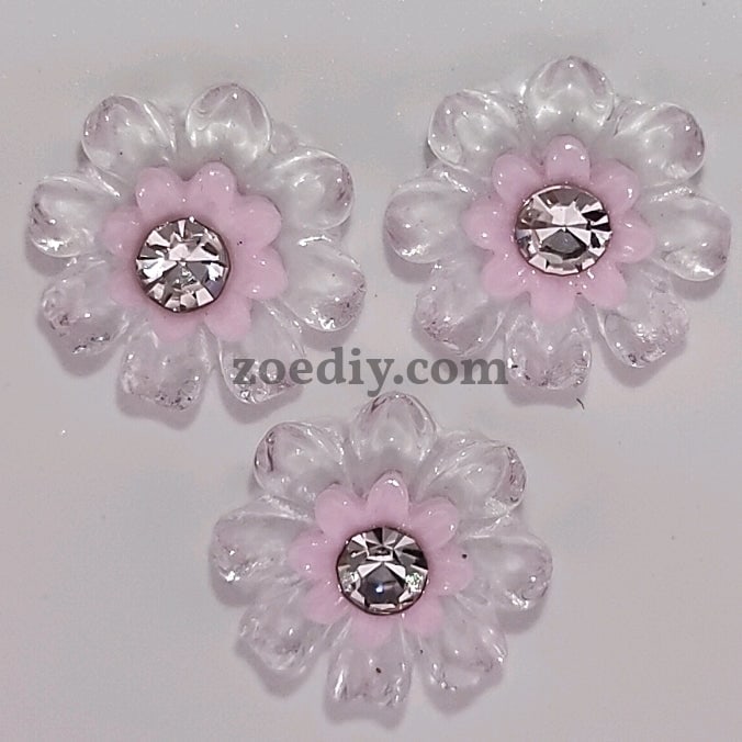 FS1054- 10MM Diamond Clear Flower Resin Nail Charms For Making Fancy Bead Or Fancy Pen