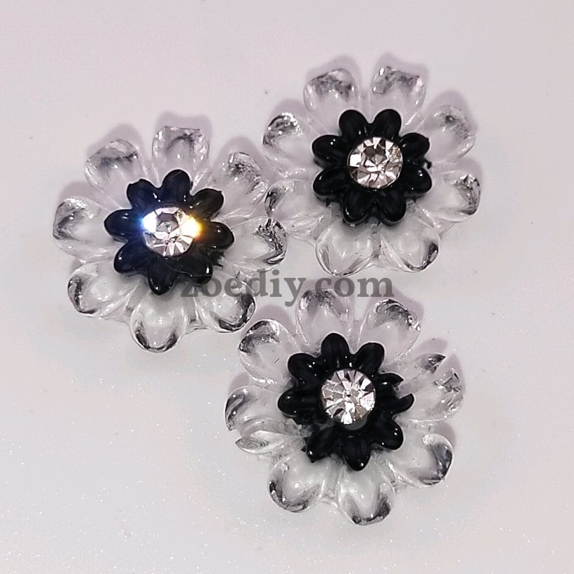 FS1054- 10MM Diamond Clear Flower Resin Nail Charms For Making Fancy Bead Or Fancy Pen