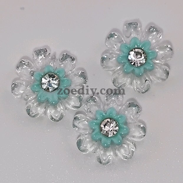 FS1054- 10MM Diamond Clear Flower Resin Nail Charms For Making Fancy Bead Or Fancy Pen