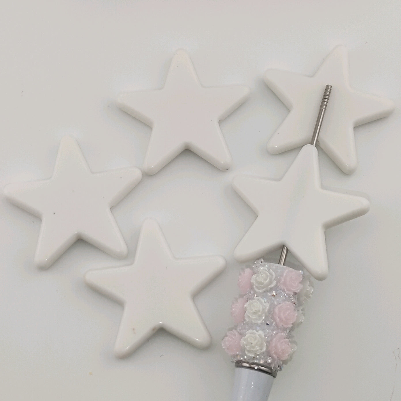 42MM Solid White Star Based Beads Fit For Beadable Pens