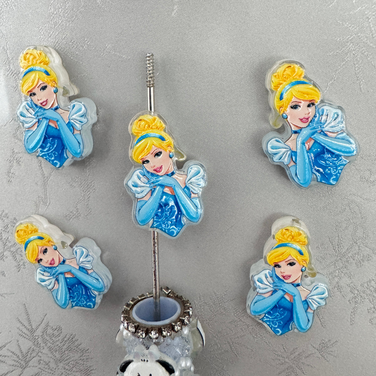 Cinderella Princess Blue‑Gown Acrylic Focal Beads