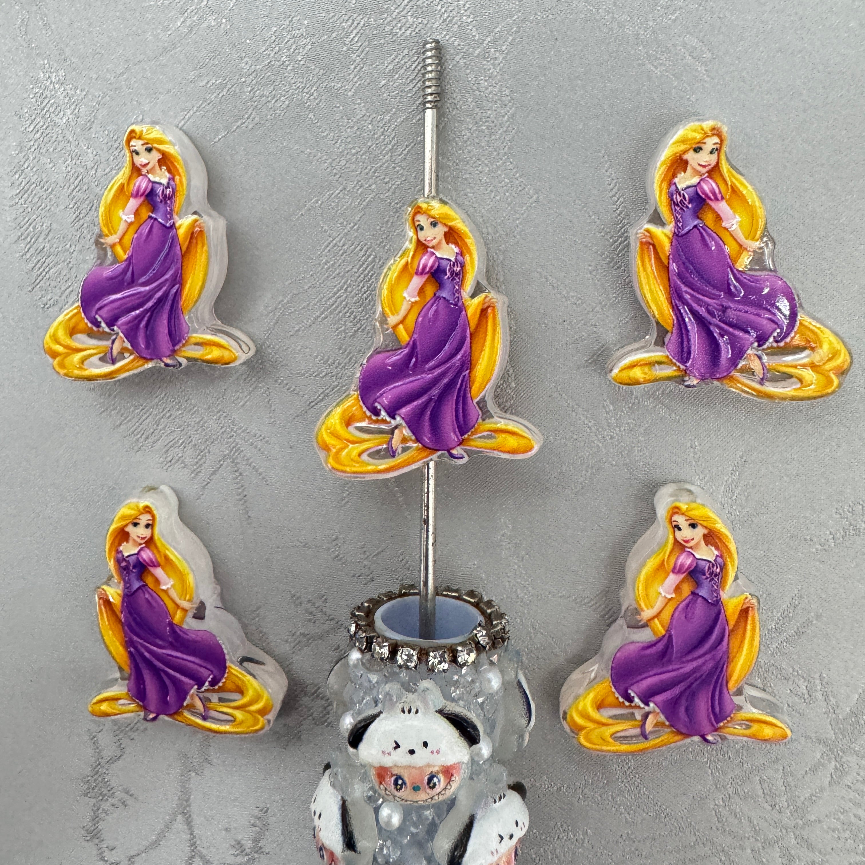 Purple Gown Long‑Haired Princess Acrylic Focal Beads