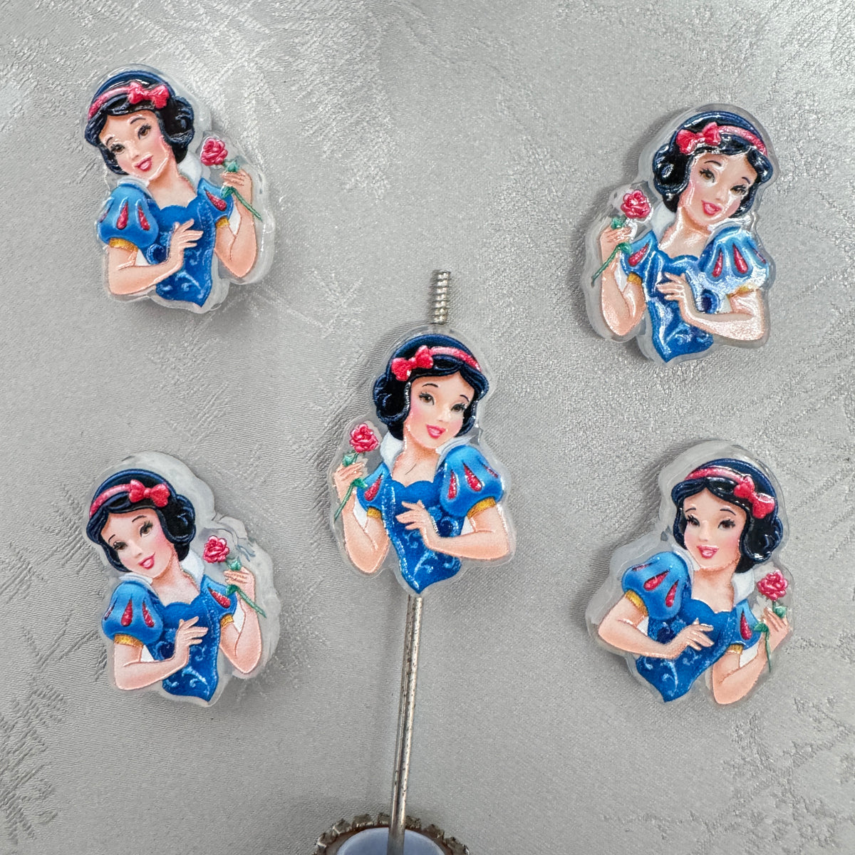 Black‑Hair Red Bow Blue Dress Snow Whit Princess Acrylic Focal Beads