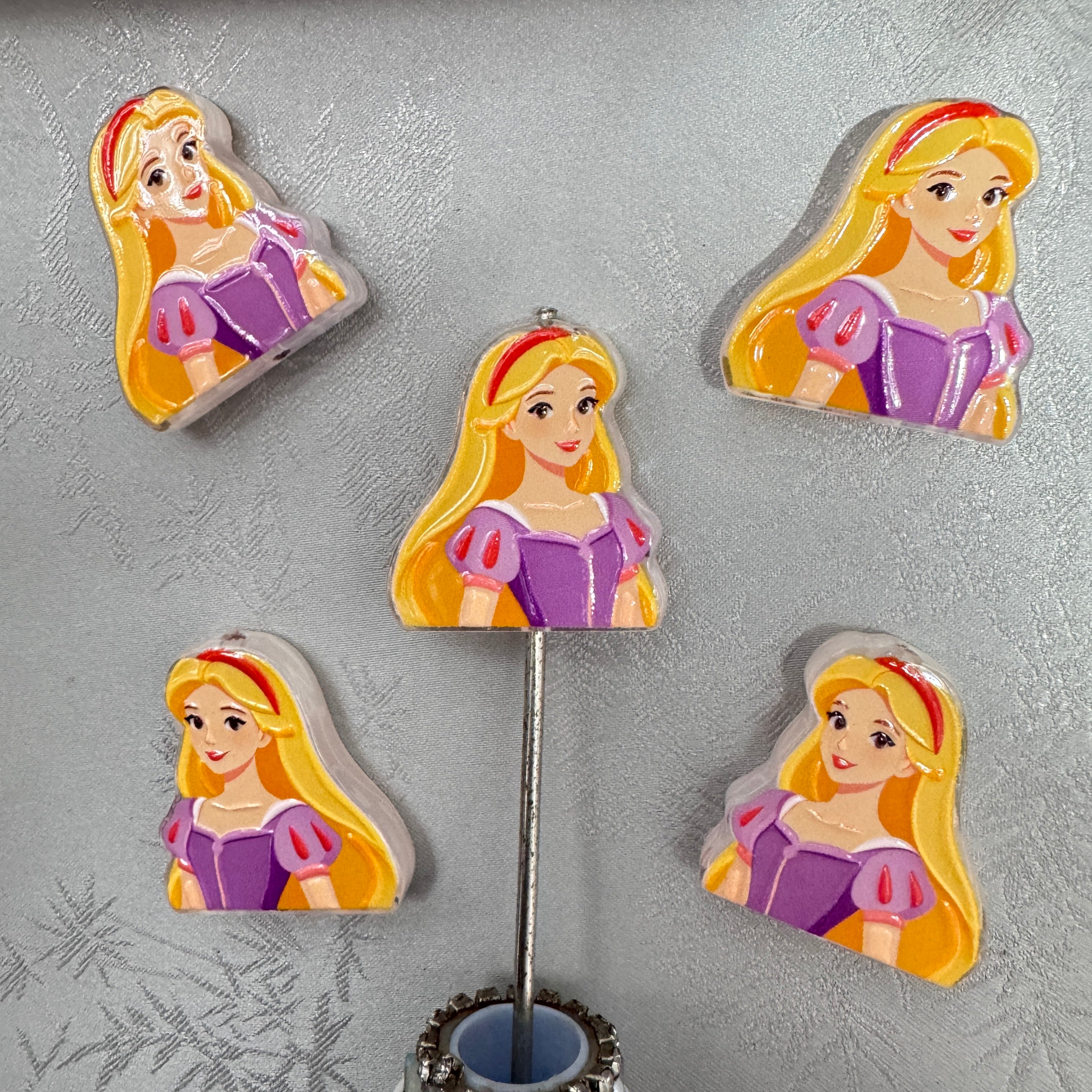 Long Golden‑Hair Purple Dress Princess Acrylic Focal Beads