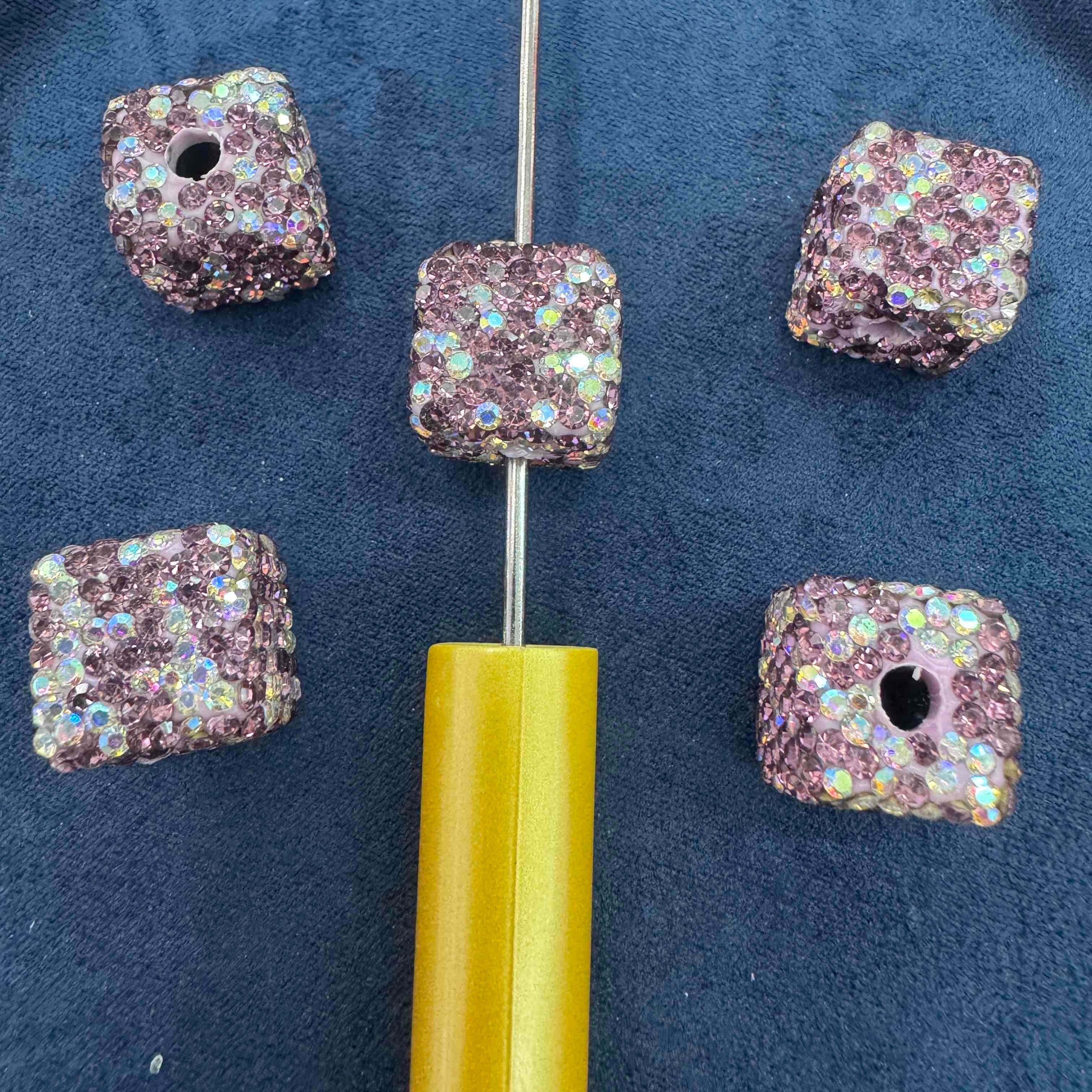 FS20232-16mm AB Color Rhinestone Clay Cube Beads