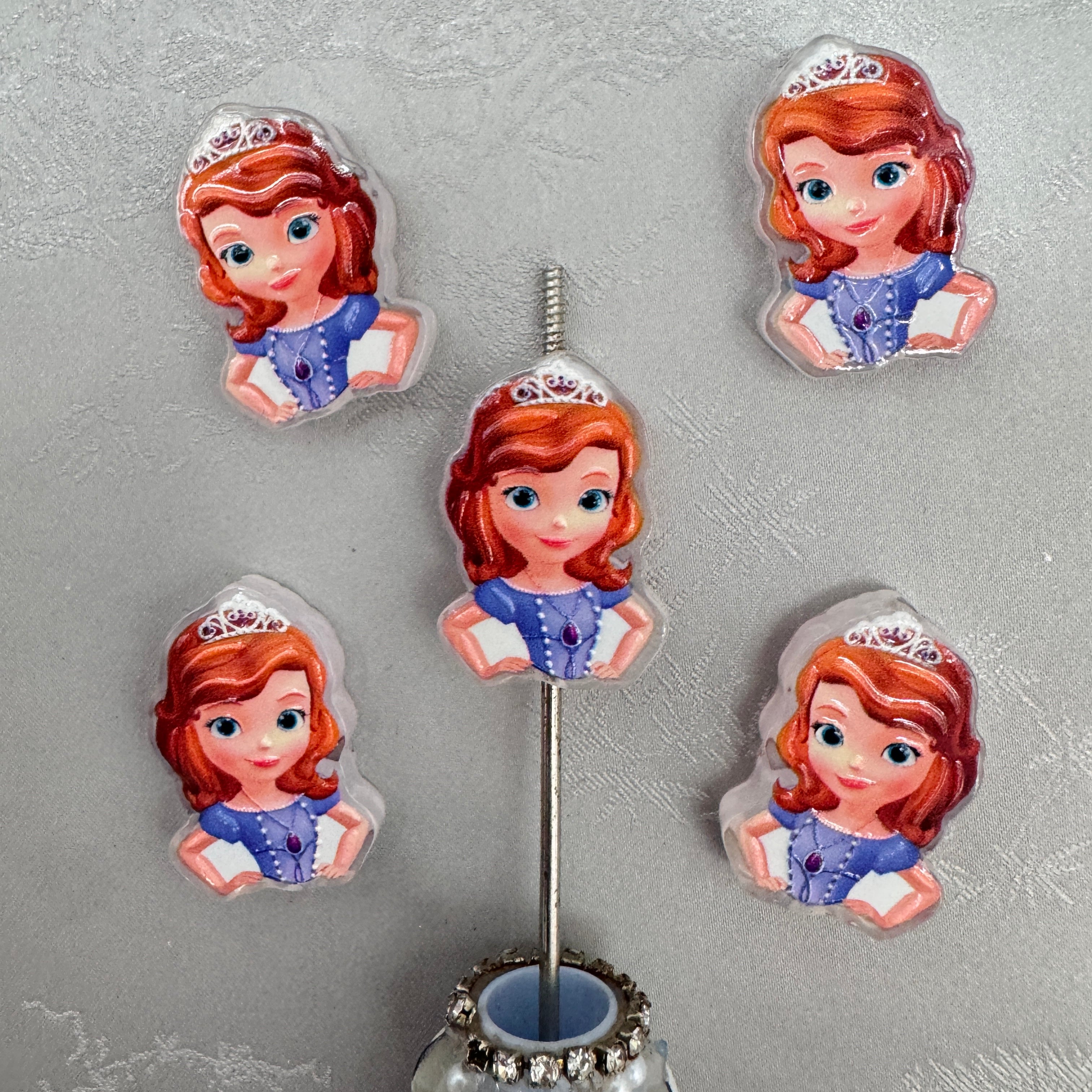 Reddish‑Brown Hair Crown Purple Gem Dress Little Princess Acrylic Focal Beads