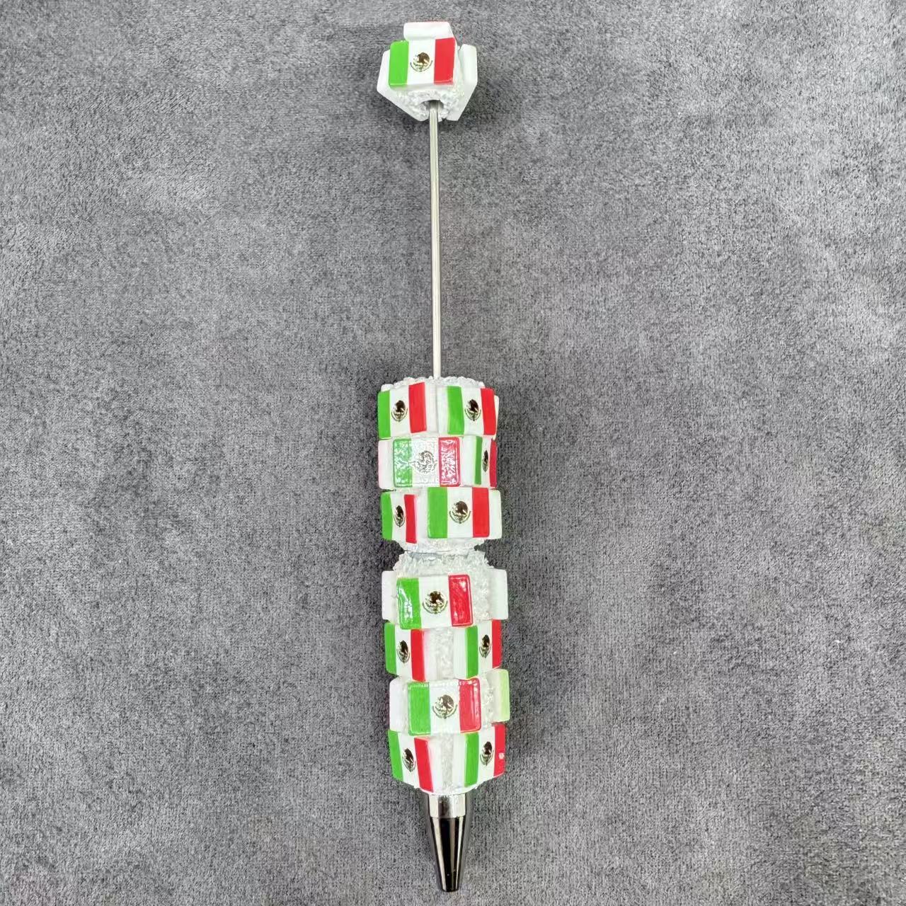 Beadable Clay Pens with Various Countries Flag
