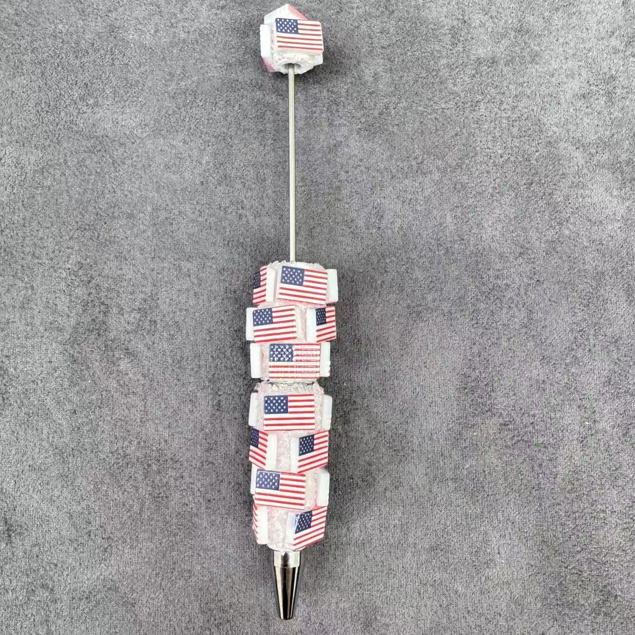 Beadable Clay Pens with Various Countries Flag