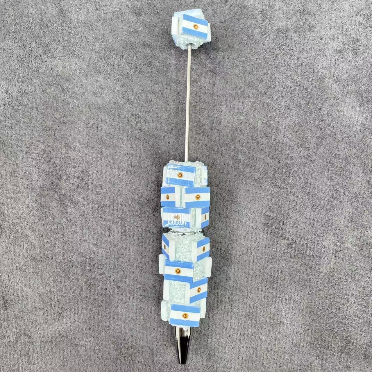 Beadable Clay Pens with Various Countries Flag
