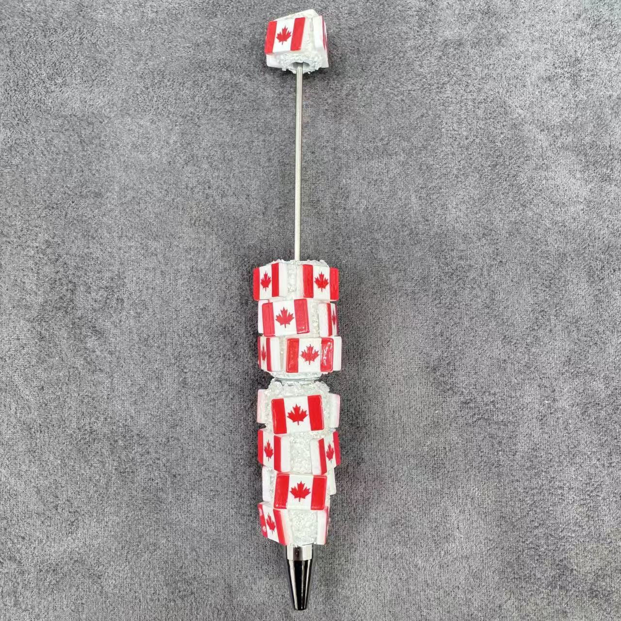 Beadable Clay Pens with Various Countries Flag