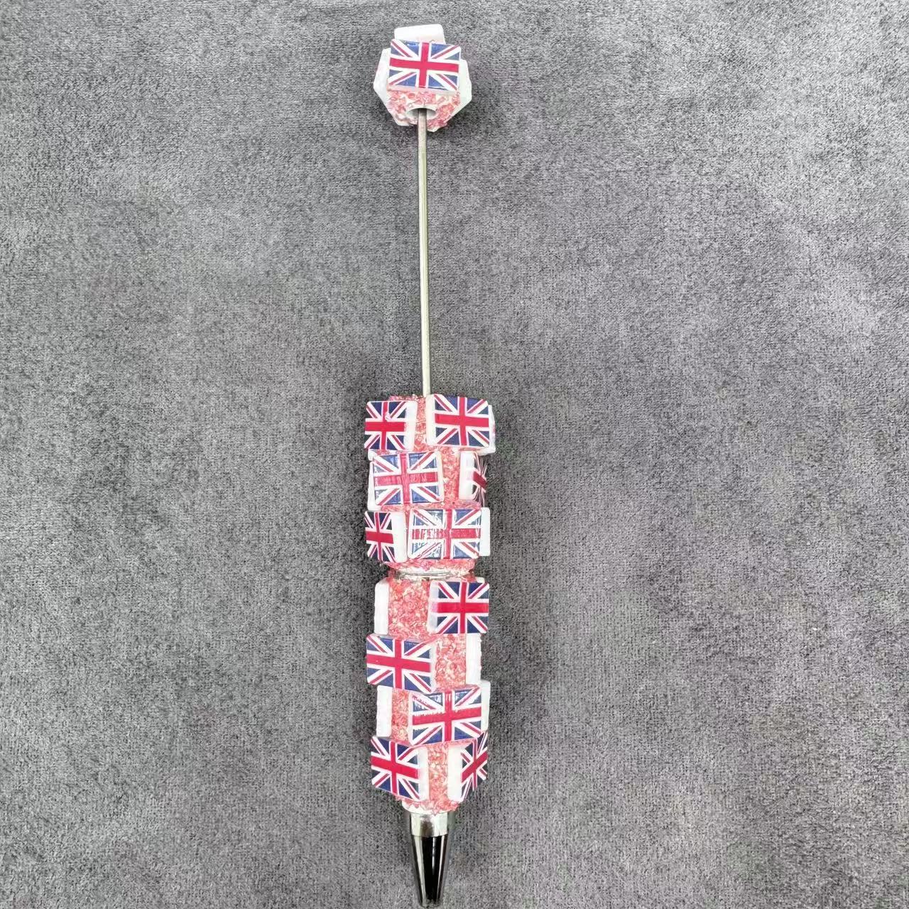 Beadable Clay Pens with Various Countries Flag