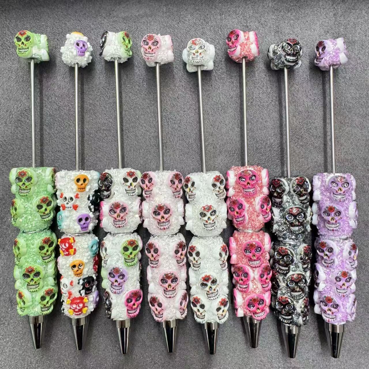 Skull Skeleton Heads  Sugar Clay Beadable Pens