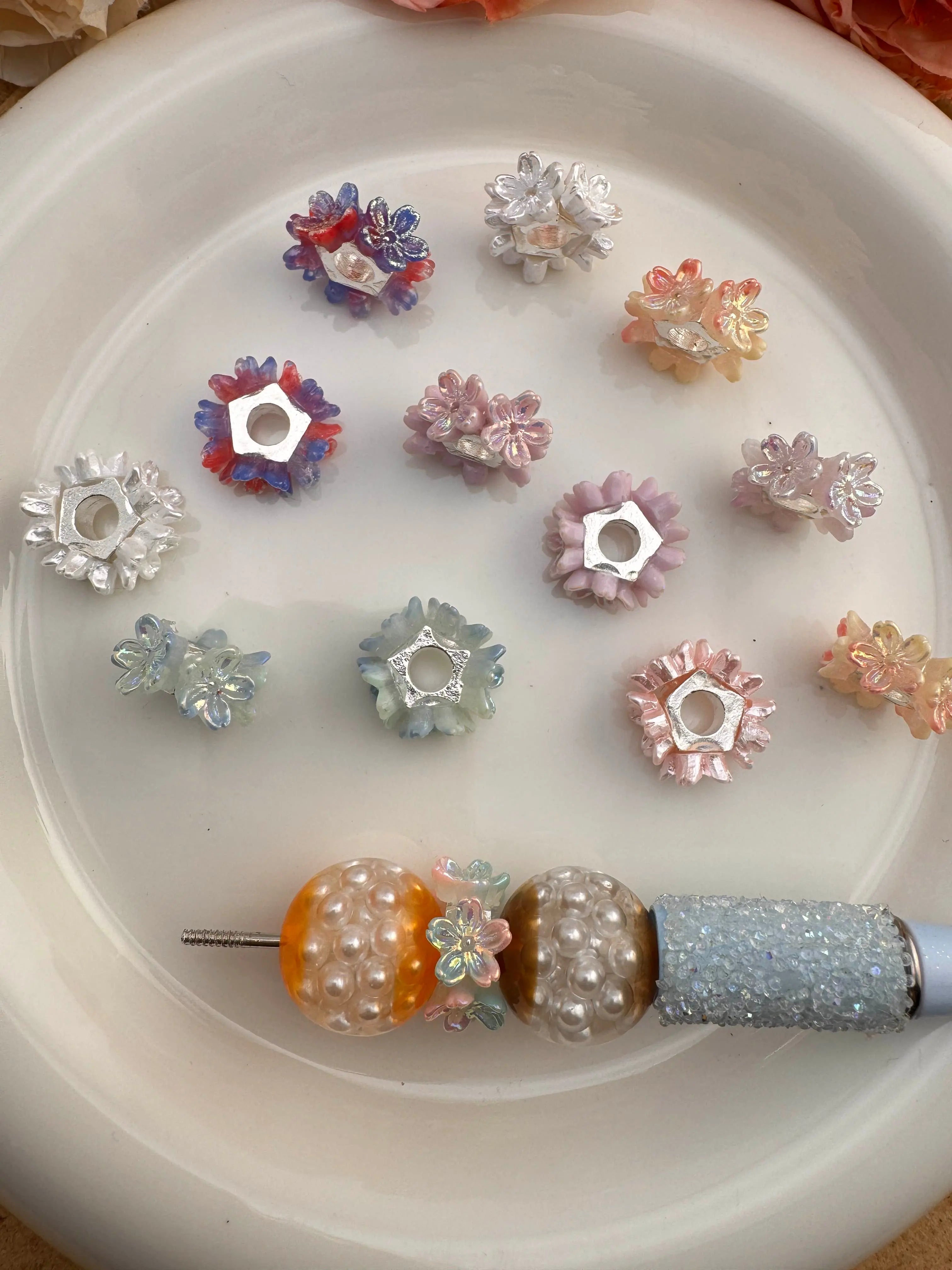 18mm Soft Flower Metal Spacer Fit For Beadable Pens Zoe DIY Wholesale