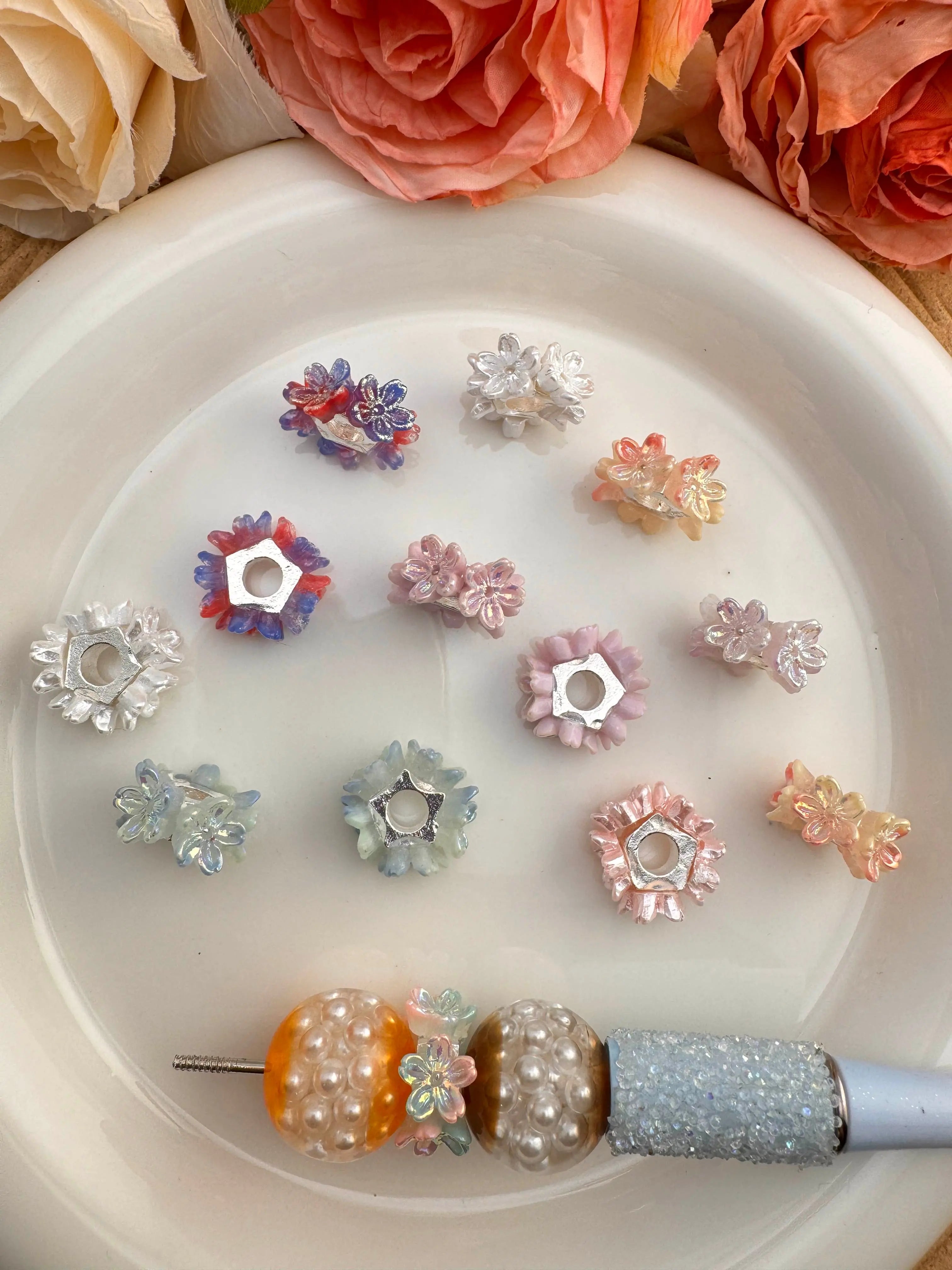 18mm Soft Flower Metal Spacer Fit For Beadable Pens Zoe DIY Wholesale