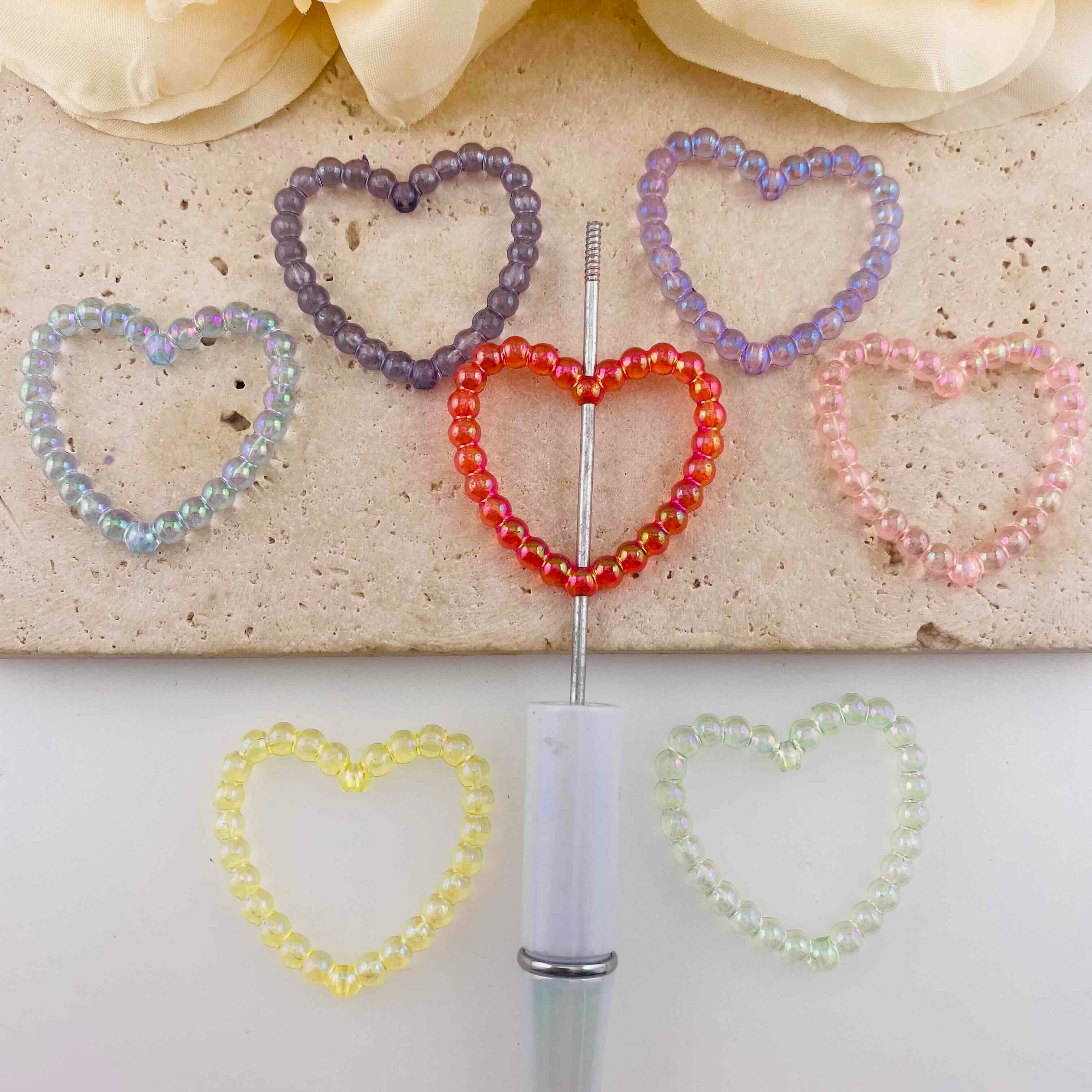 FS20071-About 32*35mm Heart Hollow Resin Beads