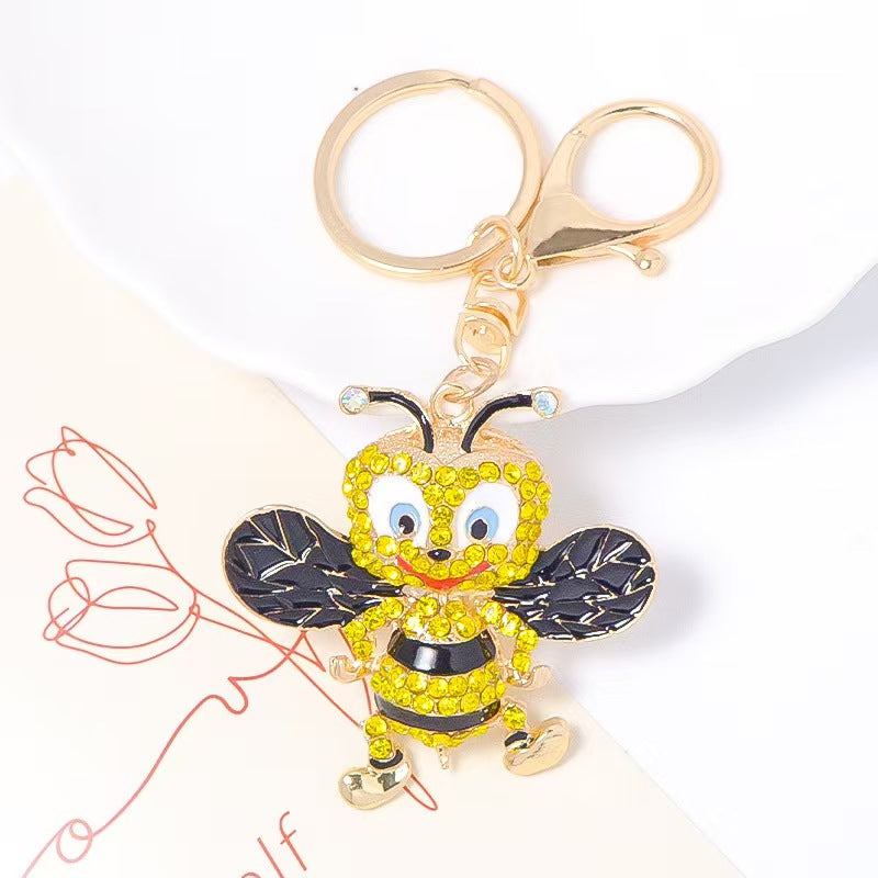 FS5330-57*57.5mm Metal Diamond-Embedded Cute Bee Keychain